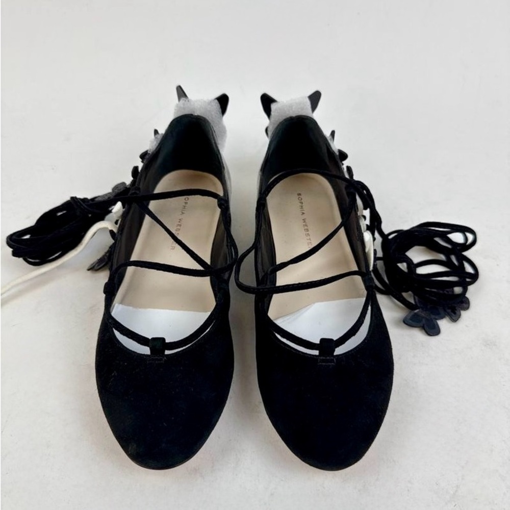 Sophia Webster Black Butterfly Suede Flats Size 35.5 (US 5.5) New Without Box